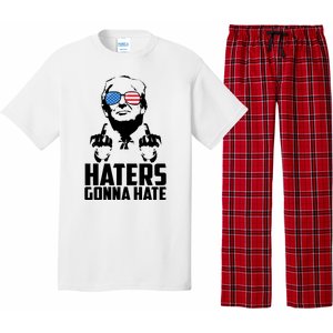 Haters Gonna Hate Donald Trump Middle Finger Funny Usa Pajama Set