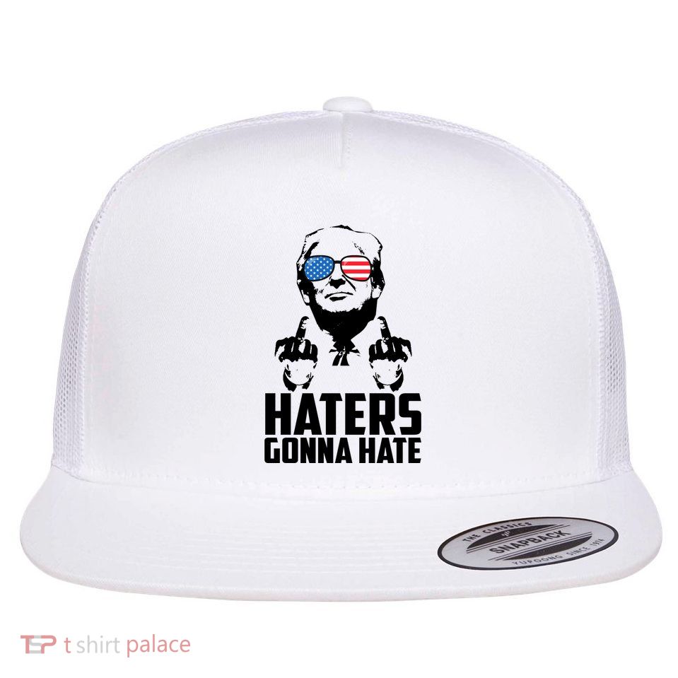 Haters Gonna Hate Donald Trump Middle Finger Funny Usa Flatbill Hat