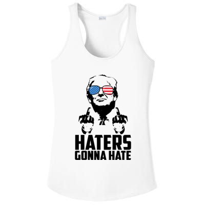 Haters Gonna Hate Donald Trump Middle Finger Funny Usa Ladies PosiCharge Competitor Racerback Tank