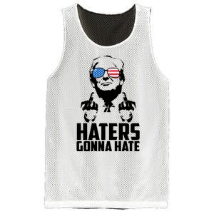 Haters Gonna Hate Donald Trump Middle Finger Funny Usa Mesh Reversible Basketball Jersey Tank