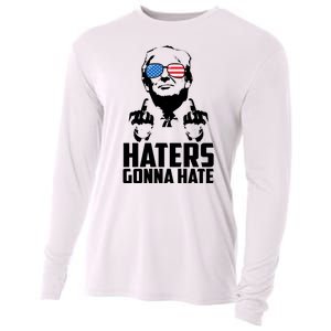 Haters Gonna Hate Donald Trump Middle Finger Funny Usa Cooling Performance Long Sleeve Crew