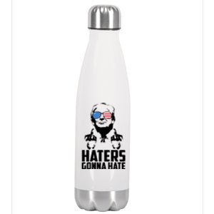 Haters Gonna Hate Donald Trump Middle Finger Funny Usa Stainless Steel Insulated Water Bottle