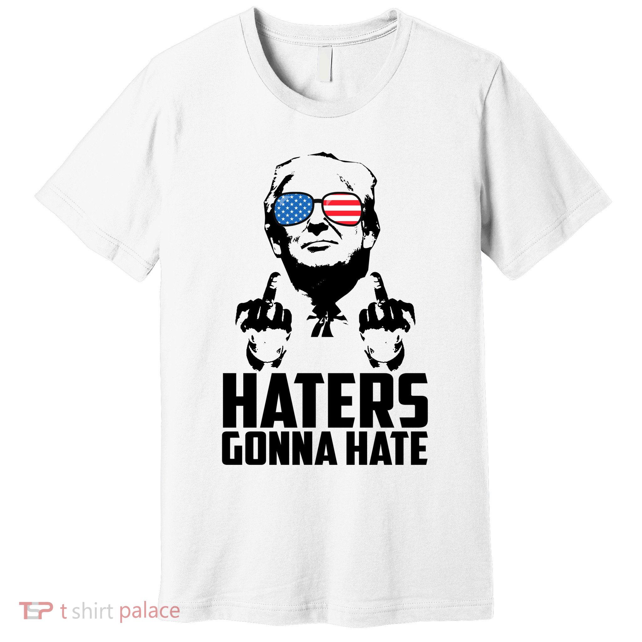Haters Gonna Hate Donald Trump Middle Finger Funny Usa Premium T-Shirt