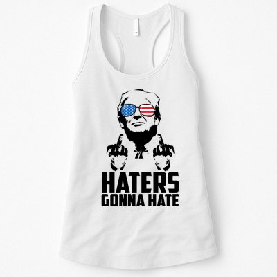 Haters Gonna Hate Donald Trump Middle Finger Funny Usa Womens Tank Top