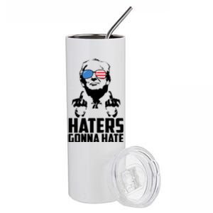 Haters Gonna Hate Donald Trump Middle Finger Funny Usa Stainless Steel Tumbler