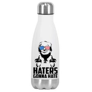 Haters Gonna Hate Donald Trump Middle Finger Funny Usa Stainless Steel Insulated Water Bottle