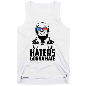 Haters Gonna Hate Donald Trump Middle Finger Funny Usa Tank Top