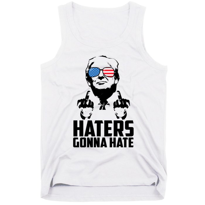 Haters Gonna Hate Donald Trump Middle Finger Funny Usa Tank Top