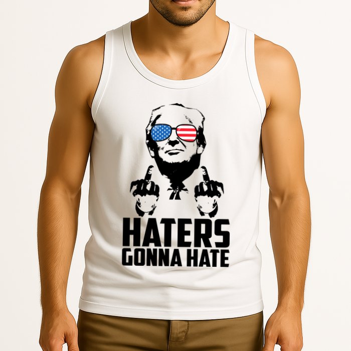 Haters Gonna Hate Donald Trump Middle Finger Funny Usa Tank Top