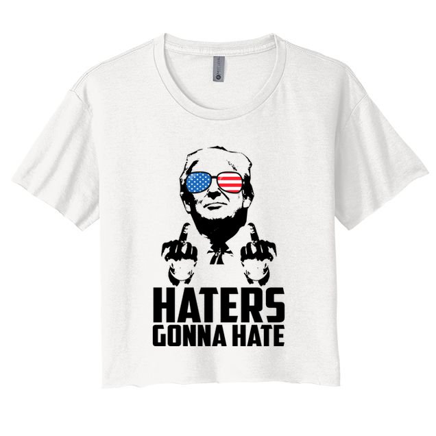 Haters Gonna Hate Donald Trump Middle Finger Funny Usa Crop Top