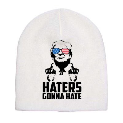 Haters Gonna Hate Donald Trump Middle Finger Funny Usa Short Acrylic Beanie