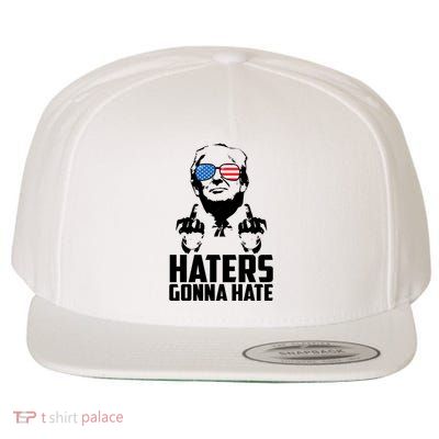 Haters Gonna Hate Donald Trump Middle Finger Funny Usa Wool Snapback Cap