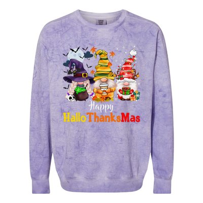 Halloween Gnomes Happy HalloThanksMas Thanksgiving Christmas Cute Colorblast Crewneck Sweatshirt