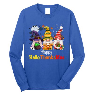 Halloween Gnomes Happy HalloThanksMas Thanksgiving Christmas Cute Long Sleeve Shirt