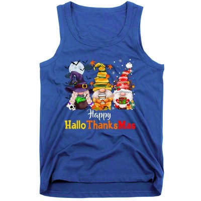 Halloween Gnomes Happy HalloThanksMas Thanksgiving Christmas Cute Tank Top