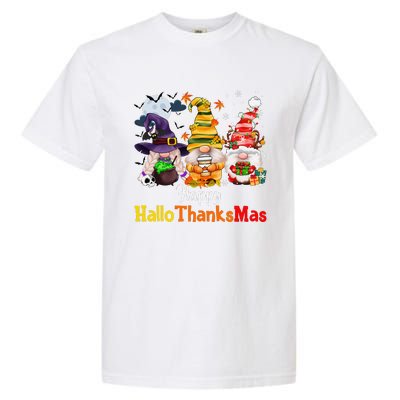 Halloween Gnomes Happy HalloThanksMas Thanksgiving Christmas Cute Garment-Dyed Heavyweight T-Shirt