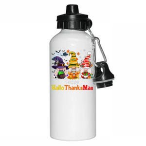 Halloween Gnomes Happy HalloThanksMas Thanksgiving Christmas Cute Aluminum Water Bottle