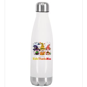 Halloween Gnomes Happy HalloThanksMas Thanksgiving Christmas Cute Stainless Steel Insulated Water Bottle