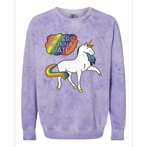 Haters Gonna Hate Unicorn Meme Colorblast Crewneck Sweatshirt