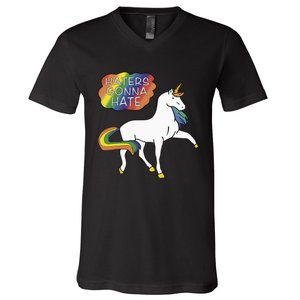 Haters Gonna Hate Unicorn Meme V-Neck T-Shirt