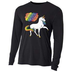 Haters Gonna Hate Unicorn Meme Cooling Performance Long Sleeve Crew