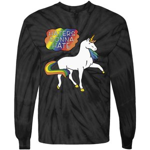 Haters Gonna Hate Unicorn Meme Tie-Dye Long Sleeve Shirt