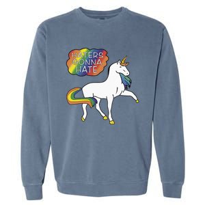 Haters Gonna Hate Unicorn Meme Garment-Dyed Sweatshirt