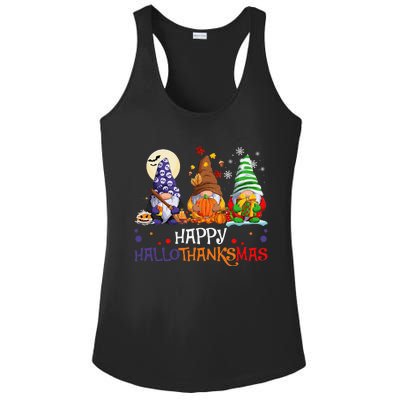 Halloween Gnomes Happy HalloThanksMas Thanksgiving Christmas Gift Ladies PosiCharge Competitor Racerback Tank