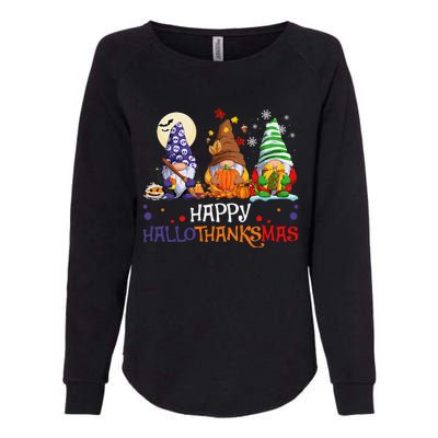 Halloween Gnomes Happy HalloThanksMas Thanksgiving Christmas Gift Womens California Wash Sweatshirt