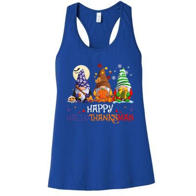 Halloween Gnomes Happy HalloThanksMas Thanksgiving Christmas Gift Women's Racerback Tank