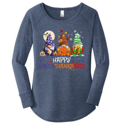 Halloween Gnomes Happy HalloThanksMas Thanksgiving Christmas Gift Women's Perfect Tri Tunic Long Sleeve Shirt