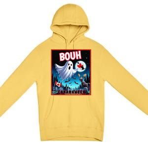 Halloween Ghost In Canada Says Boo In French Candian Premium Pullover Hoodie