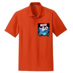 Halloween Ghost In Canada Says Boo In French Candian Dry Zone Grid Polo