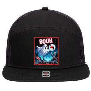 Halloween Ghost In Canada Says Boo In French Candian 7 Panel Mesh Trucker Snapback Hat