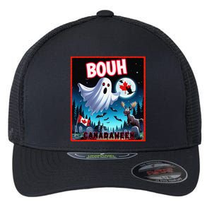 Halloween Ghost In Canada Says Boo In French Candian Flexfit Unipanel Trucker Cap