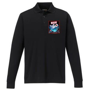 Halloween Ghost In Canada Says Boo In French Candian Performance Long Sleeve Polo