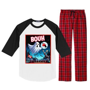 Halloween Ghost In Canada Says Boo In French Candian Raglan Sleeve Pajama Set