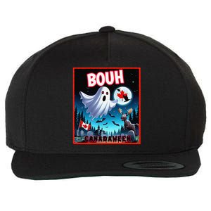 Halloween Ghost In Canada Says Boo In French Candian Wool Snapback Cap