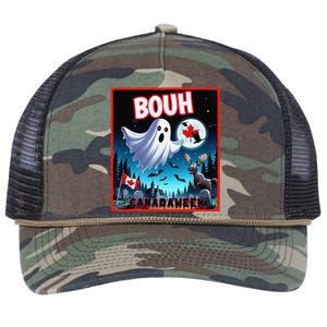 Halloween Ghost In Canada Says Boo In French Candian Retro Rope Trucker Hat Cap