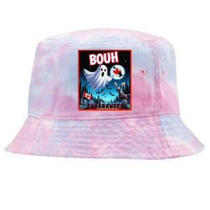 Halloween Ghost In Canada Says Boo In French Candian Tie-Dyed Bucket Hat