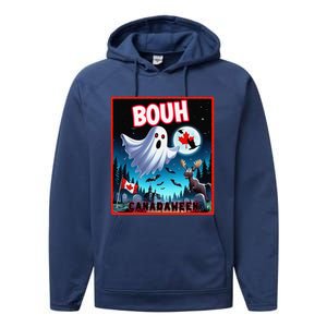 Halloween Ghost In Canada Says Boo In French Candian Performance Fleece Hoodie