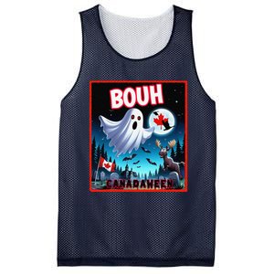 Halloween Ghost In Canada Says Boo In French Candian Mesh Reversible Basketball Jersey Tank