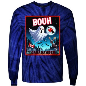 Halloween Ghost In Canada Says Boo In French Candian Tie-Dye Long Sleeve Shirt