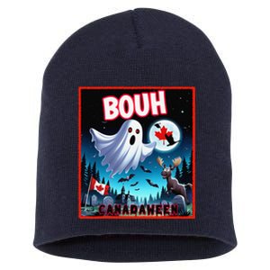 Halloween Ghost In Canada Says Boo In French Candian Short Acrylic Beanie