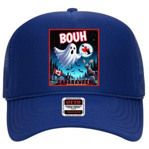 Halloween Ghost In Canada Says Boo In French Candian High Crown Mesh Back Trucker Hat