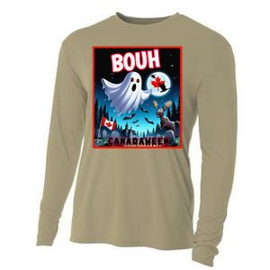 Halloween Ghost In Canada Says Boo In French Candian Cooling Performance Long Sleeve Crew