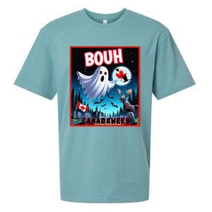 Halloween Ghost In Canada Says Boo In French Candian Sueded Cloud Jersey T-Shirt