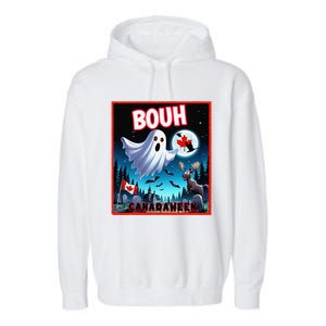 Halloween Ghost In Canada Says Boo In French Candian Garment-Dyed Fleece Hoodie