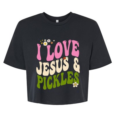 Hippie Groovy I Love Pickles & Jesus Pickle Retro Vegetarian Bella+Canvas Jersey Crop Tee