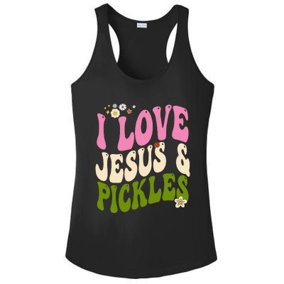 Hippie Groovy I Love Pickles & Jesus Pickle Retro Vegetarian Ladies PosiCharge Competitor Racerback Tank